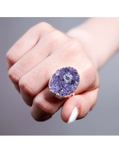 ANILLO DE AMATISTA DRUSA ACERO