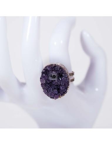 ANILLO DE AMATISTA DRUSA ACERO