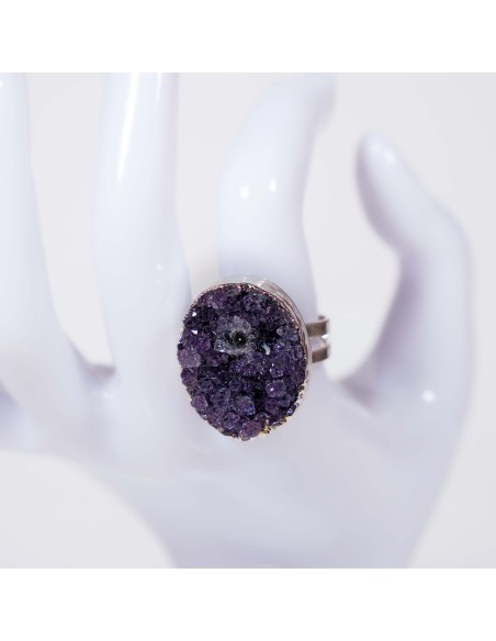 ANILLO DE AMATISTA DRUSA ACERO