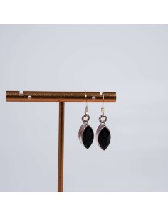 BRINCOS DE ESPINÉLIO PRETO EM PRATA