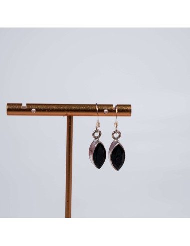 PENDIENTES DE ESPINELIO NEGRO EN PLATA
