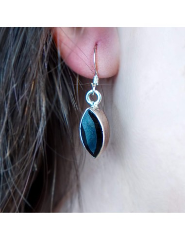 PENDIENTES DE ESPINELIO NEGRO EN PLATA