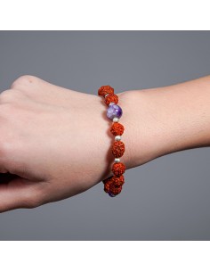 Pulseira de Rudraksha, ametista e charoite para transmutação, intuição e elevação espiritual 2