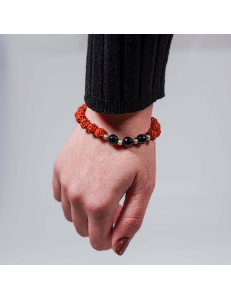 PULSERA DE RUDRAKSHA Y TURMALINA
