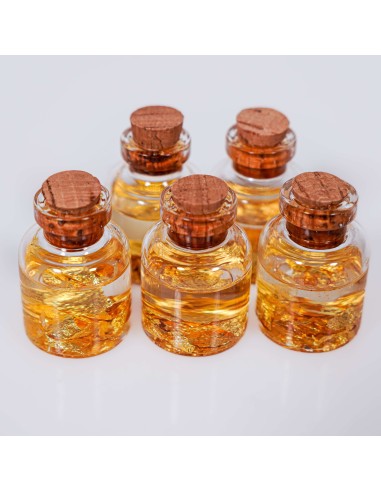 Frasco de oro 22 quilates para manifestación espiritual y enfoque de intenciones