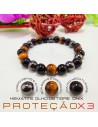 Pulseira tripla proteção 8mm pedras naturais