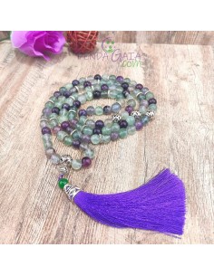 Japamala de fluorite extra para foco mental, proteção energética e alinhamento espiritual profundo 2