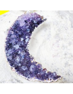 Pendente de ametista drusa lua em aço 2 a 3 cm pedra natural 2