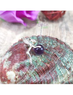 Pendente de ametista fada em prata de lei 925 cristal natural