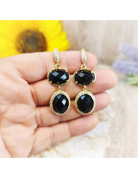 PENDIENTES DE ÔNIX CLEOPATRA AÇO