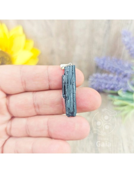 Pendiente de turmalina negra en bruto para protección energética, arraigo y limpieza vibracional