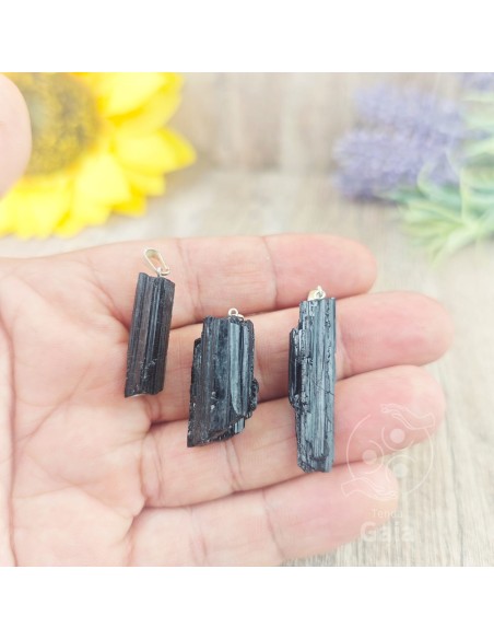 Pendiente de turmalina negra en bruto para protección energética, arraigo y limpieza vibracional