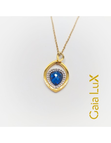 Collar de acero inoxidable con ojo turco que activa protección energética, armonía interior y claridad intuitiva