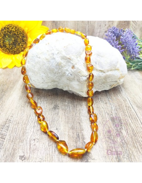 COLLAR DE ÁMBAR LUH(Z) PULIDO FORMA IRREGULAR