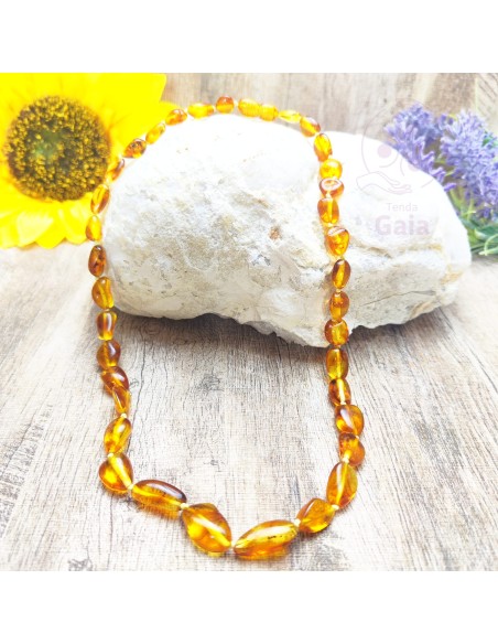 Collar de ámbar pulido para protección energética, calor interior y equilibrio emocional