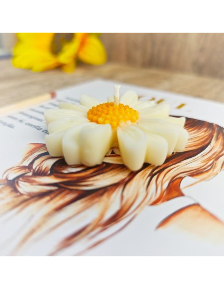 Vela Manifest Margarida para intenção clara, luz interior e manifestação consciente com magia suave