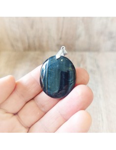 Colgante de ojo de halcón en acero para claridad mental, visión interior y protección energética