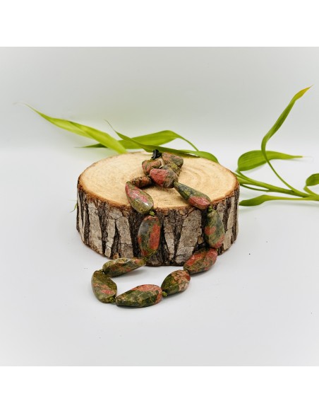 Colar de unakite oval pedra natural