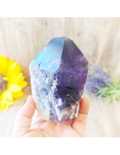 Punta de amatista chevron para protección espiritual, claridad interior y alineación energética 2