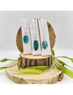 Pendente de shattuckite cabochão forma livre em prata cristal natural 2