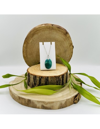 Colgante de shattuckite cabujón en plata para comunicación consciente, verdad interior y claridad espiritual