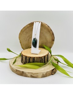 Pendente de espectrolite em aço cristal natural